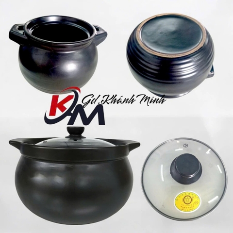 Nồi hầm đất đen cao cấp dày dặn, tiện dụng cho hầm nấu nhừ các món dưỡng sinh -chịu nhiệt 400 độ C