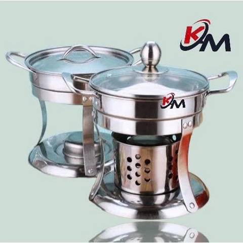 Bộ Nồi Lẩu + Bếp Cồn Inox Mini Dành Cho 1 Người Cao cấp, An Toàn, Tiện Dụng Đi Du Lịch, Dã Ngoại