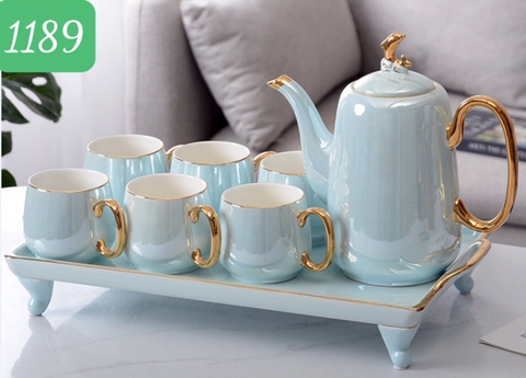 BỘ TÁCH TRÀ SỨ KHAY 1189 XANH NGỌC