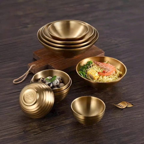 Tô chén inox 304 mạ vàng sang trọng