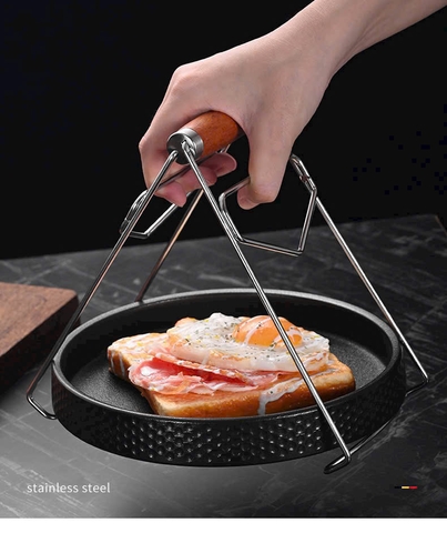 Kẹp inox gấp bát đĩa trong nồi chống nóng cán gỗ