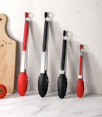 Kẹp gấp thức ăn đa năng inox bọc silicon