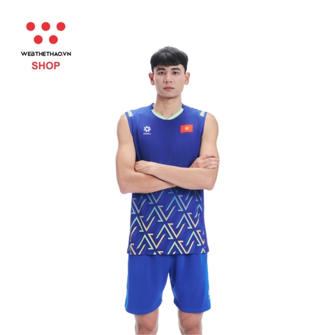 Bộ quần áo thi đấu (bản player) đội tuyển bóng chuyền Nam Việt Nam "Xanh" WJ-E4108-03 - Hàng Chính Hãng