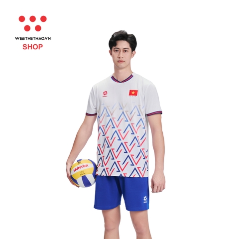 Bộ quần áo luyện tập đội tuyển bóng chuyền Nam Việt Nam "Trắng" MJ-E2106-02 - Hàng Chính Hãng