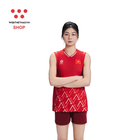 Bộ quần áo thi đấu (bản player) đội tuyển bóng chuyền Nữ Việt Nam "Đỏ" WJ-E4107-01 - Hàng Chính Hãng