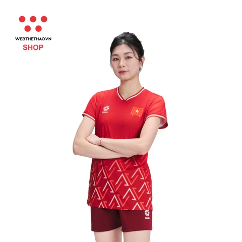 Bộ quần áo luyện tập đội tuyển bóng chuyền Nữ Việt Nam "Đỏ" WJ-E2106-01 - Hàng Chính Hãng
