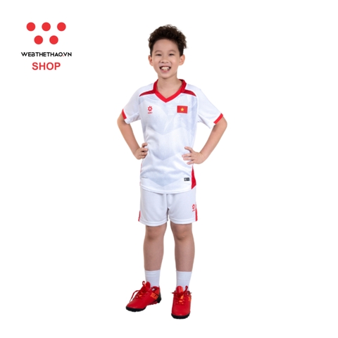 Bộ quần áo thi đấu đội tuyển quốc gia Việt Nam 2025 Nhí "Trắng" MJ.AJ-4109-01 - Hàng Chính Hãng