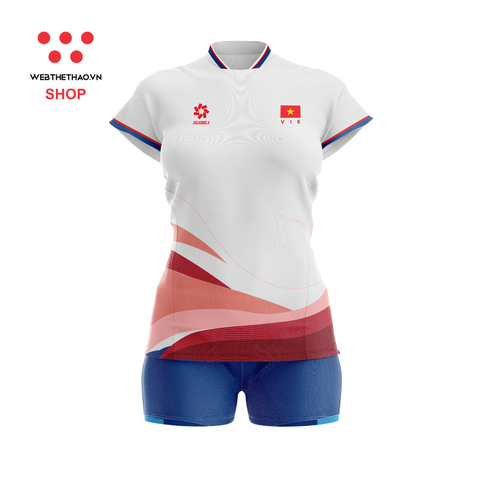 Bộ quần áo thi đấu đội tuyển bóng chuyền Nữ Việt Nam 2024 "Trắng" WJ-371-02 - Hàng Chính Hãng
