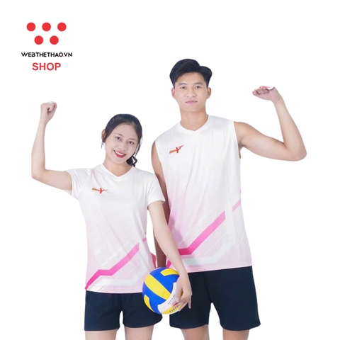 Bộ quần áo thi đấu Nhiệt Huyết Sao Vàng "Trắng Hồng" SV-NH-02 - Hàng Chính Hãng