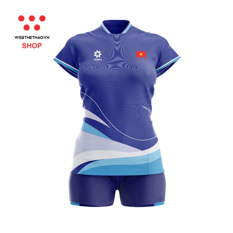 Bộ quần áo thi đấu đội tuyển bóng chuyền Nữ Việt Nam 2024 "Xanh" WJ-371-03 - Hàng Chính Hãng