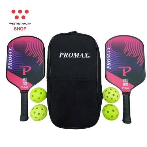 Bộ 2 vợt Pickleball Promax P-249 - Hàng Chính Hãng (tặng 4 bóng + túi đựng)