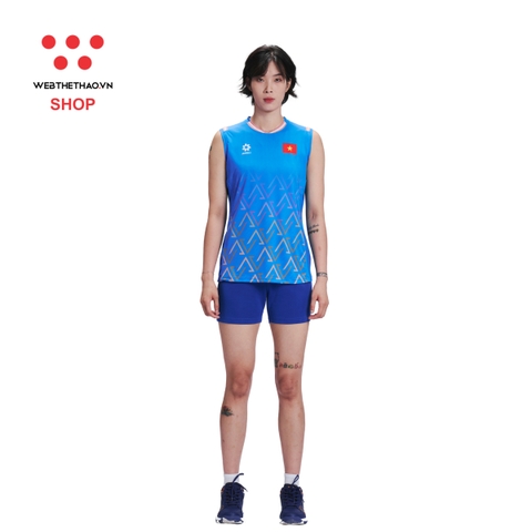 Bộ quần áo thi đấu (bản player) đội tuyển bóng chuyền Nữ Việt Nam "Xanh" WJ-E4107-03 - Hàng Chính Hãng