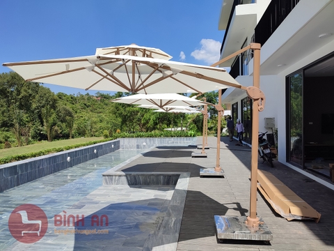 Bàn giao 4 bộ Dù_dù_lệch_tâm_tròn 3m hợp kim nhôm tại Ba Vì - Hà Nội.