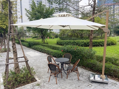 Ô Dù Lệch Tâm Tròn 3m Hợp Kim Nhôm Màu Trắng