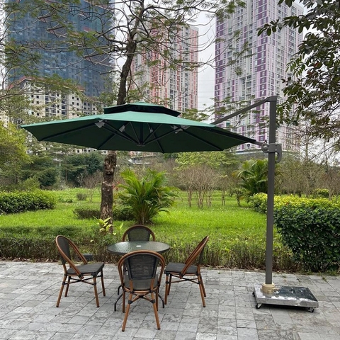 Ô Dù Lệch Tâm Tròn 3m Nâng Hạ Màu Xanh