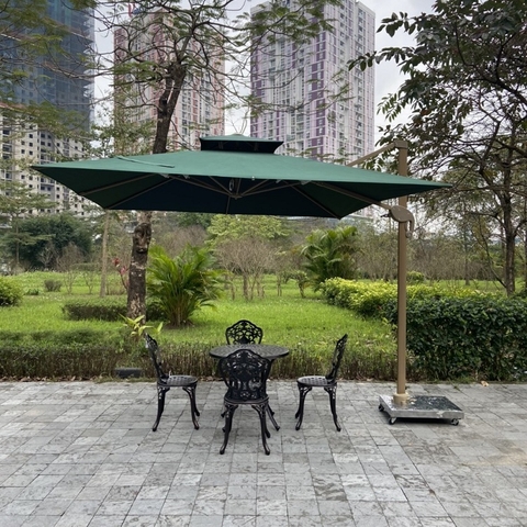 Dù Lệch Tâm Vuông 3m Hợp Kim Nhôm Màu Xanh