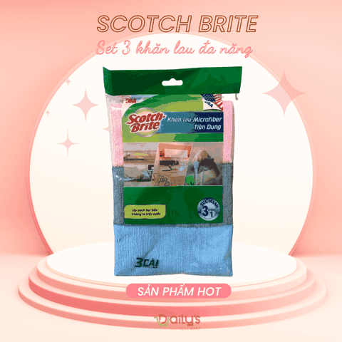 (USA) Scotch-Brite Khăn lau Microfiber tiện dụng 3 khăn 30x30cm