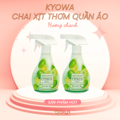 KYOWA Chai xịt khử mùi và làm thơm quần áo hương cam chanh 380ml