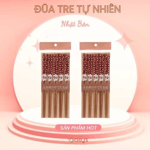 (Nhật Bản) Đũa tre tự nhiên vỉ 5 đôi
