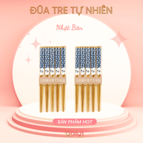 (Nhật Bản) Đũa tre tự nhiên vỉ 5 đôi