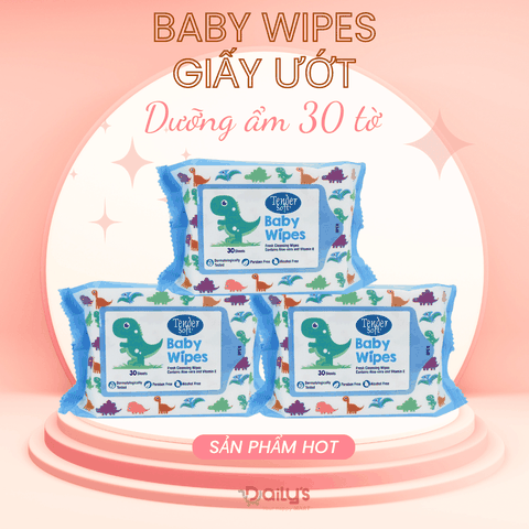 BABY WIPES khăn ướt màu xanh dưỡng ẩm loại 30 tờ