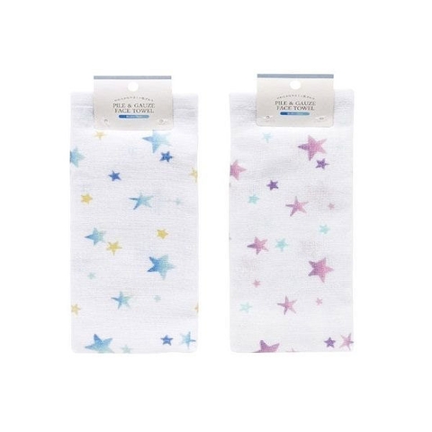 PILE&GAUZE FACE TOWEL Khăn mặt cotton 2 lớp mẫu ngôi sao