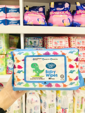 BABY WIPES khăn ướt màu xanh dưỡng ẩm loại 80 tờ