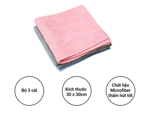 (USA) Scotch-Brite Khăn lau Microfiber tiện dụng 3 khăn 30x30cm