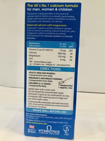 OSTEOCARE LIQUID ORIGINAL Canxi nước 200ml