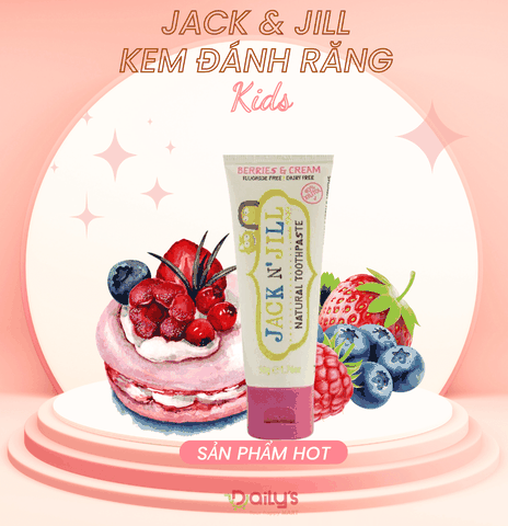 JACK N' JILL BANNA Kem đánh răng Berries & Cream 50g (Màu hồng)