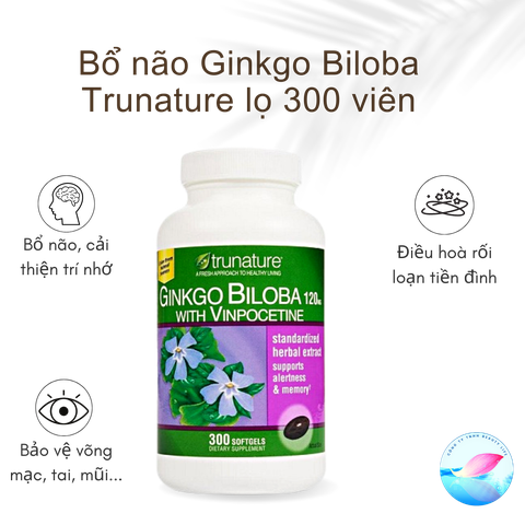 Viên Uống Bổ Não Ginkgo Biloba Trunature 300 Viên Của Mỹ