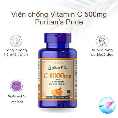 Viên uống Vitamin C 500mg Puritan's Pride, lọ 100 viên