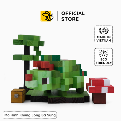 Mô Hình Gỗ Khủng Long 3 Sừng (Art Toy)