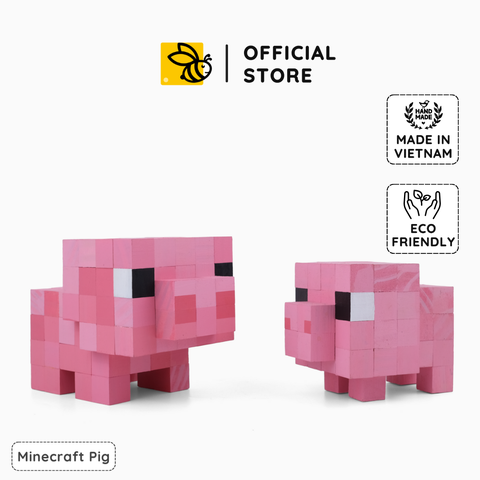 Mô Hình Gỗ Minecraft Pig (Art Toy)