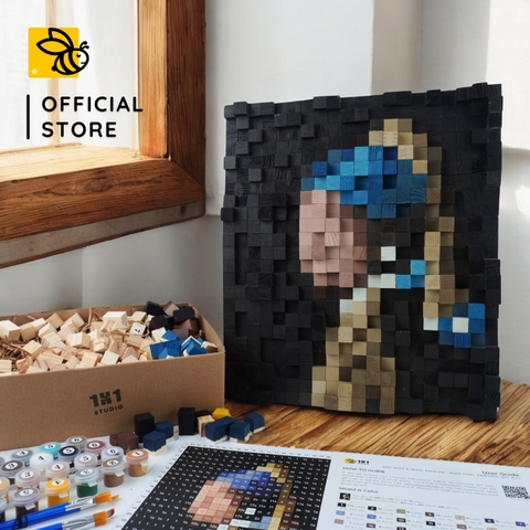 Kit Tự Làm Tranh Pixel Gỗ Girl with a Pearl Earring (Blur)
