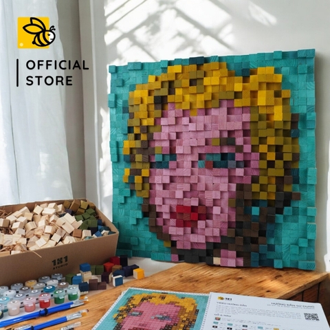 Kit Tự Làm Tranh Pixel Gỗ Marilyn Diptych (Blur)