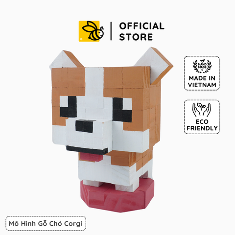 Mô Hình Gỗ Chó Corgi Nâu Nhạt (size s)