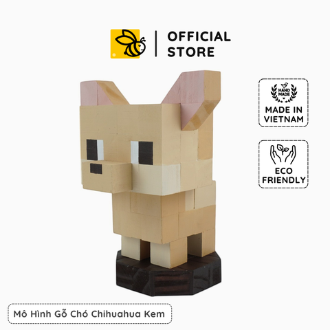 Mô Hình Gỗ Chó Chihuahua (màu kem)