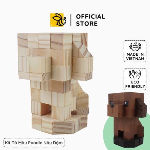 (DIY) Kit Tô Màu Chó Poodle Nâu Đậm