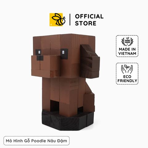 Mô Hình Gỗ Chó Poodle (Nâu Đậm)