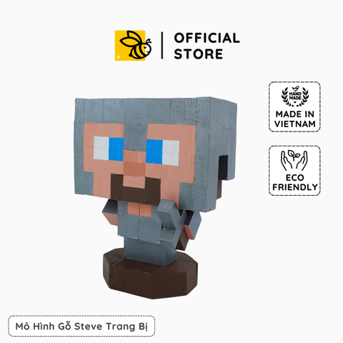 Mô Hình Gỗ Minecraft Steve (mặc giáp)