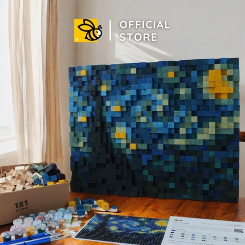 Kit Tự Làm Tranh Pixel Gỗ Starry Night (Blur)