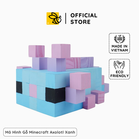 Mô Hình Gỗ Minecraft Axolotl Xanh size M (Bản Mới)