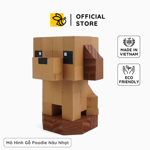 Mô Hình Gỗ Chó Poodle (Nâu Nhạt)