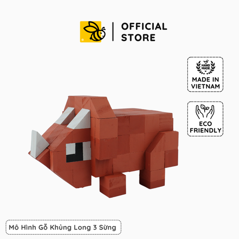 Mô Hình Gỗ Khủng Long 3 Sừng (size s)