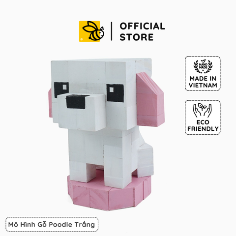 Mô Hình Gỗ Chó Poodle (Trắng)