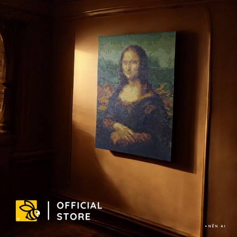 Tranh Pixel Gỗ Mona Lisa khổ lớn 90x60 cm (Chill)