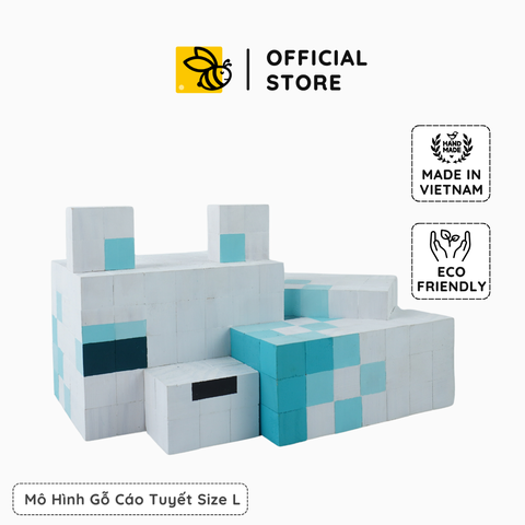 Mô Hình Gỗ Minecraft Cáo Tuyết (size L)