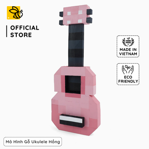 Mô Hình Gỗ Đàn Ukulele Hồng (size s)