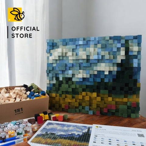 Kit Tự Làm Tranh Pixel Gỗ The Wheat Field (Blur)